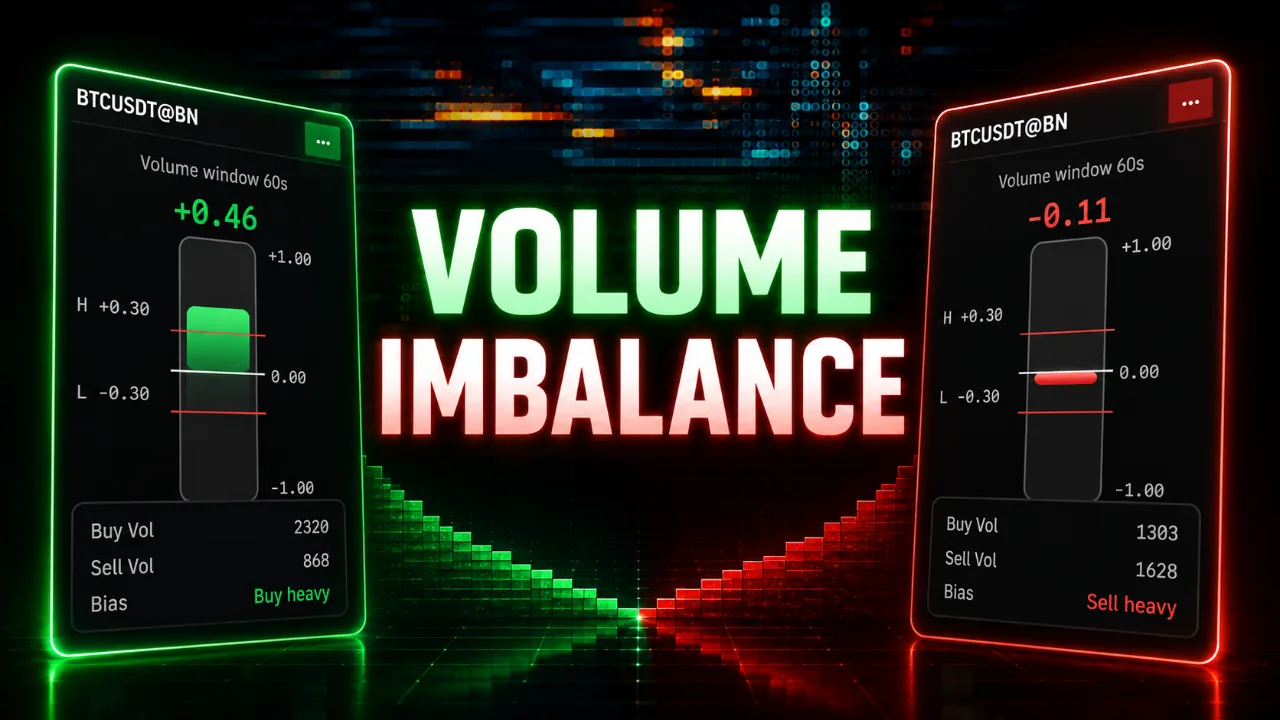 Two Volume Imbalance Lite widgets, one buy-heavy and one sell-heavy